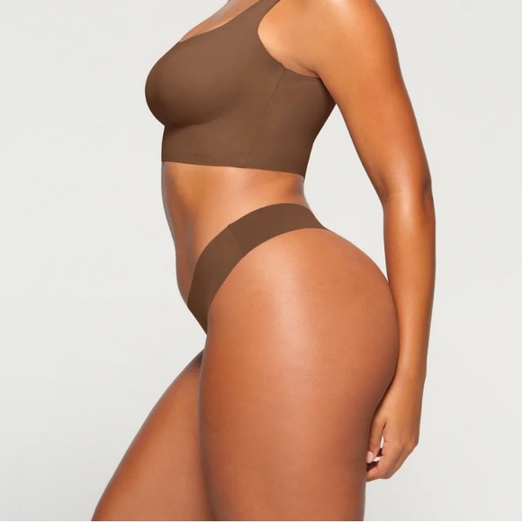 NWT SKIMS Naked Plunge Long Line Bralette Bra Jasper in Color Sz Small - Picture 2 of 4